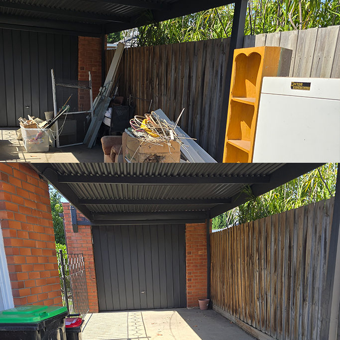 Old furniture and appliances removed from a garage in Melbourne