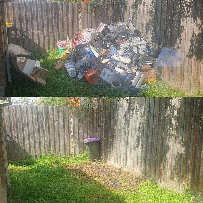 Garden waste and household junk cleared from a Melbourne backyard