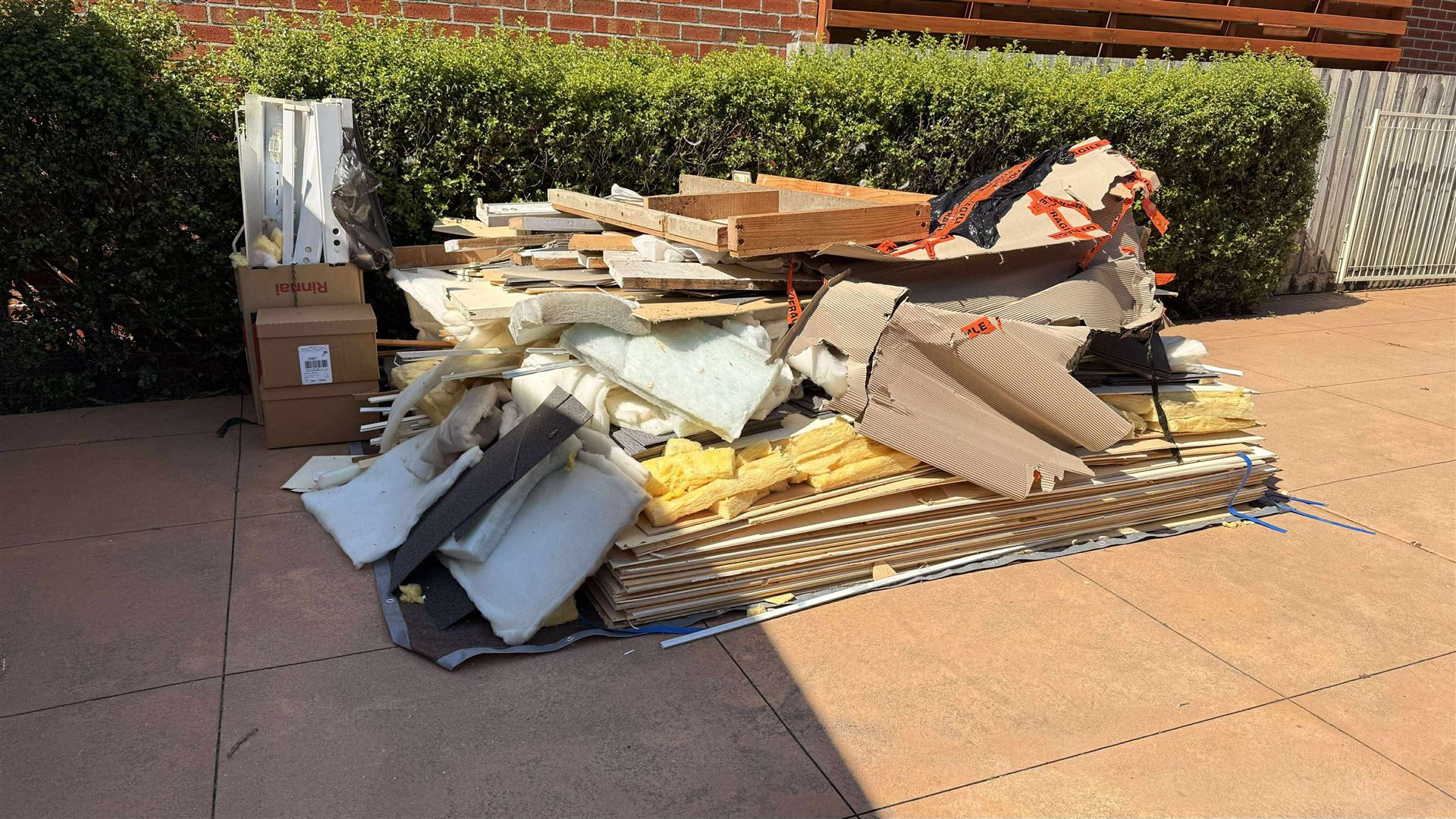 Pile of construction waste outside